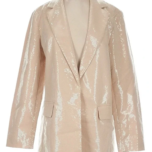 Elegant Beige Sequin Women's Blazer - Picture 4 of 4